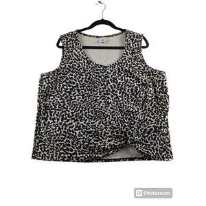 Cabi XXL Tank Top Leopard Animal Print Knotty Hem Sleeveless Style 5759 Womens